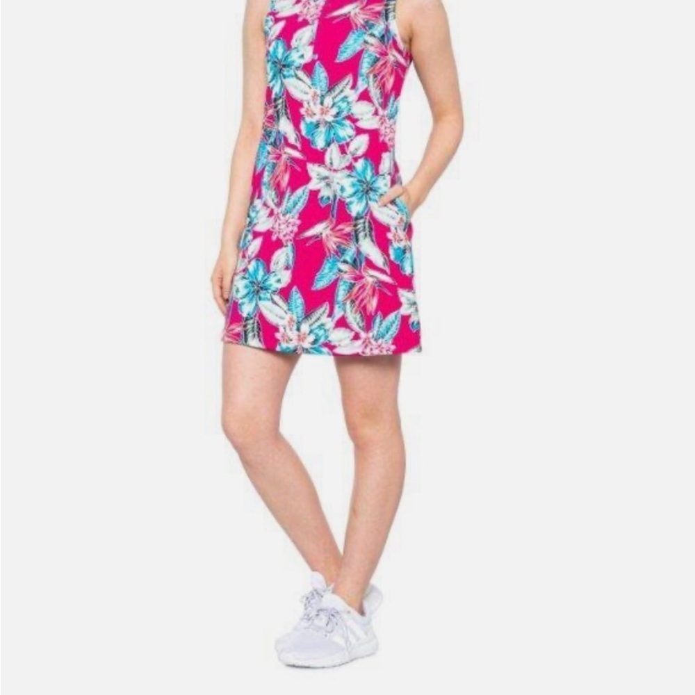 Tommy Bahama Golf Tropical Floral Sleeveless Dress XS Pink Resort Summer - Picture 8 of 11